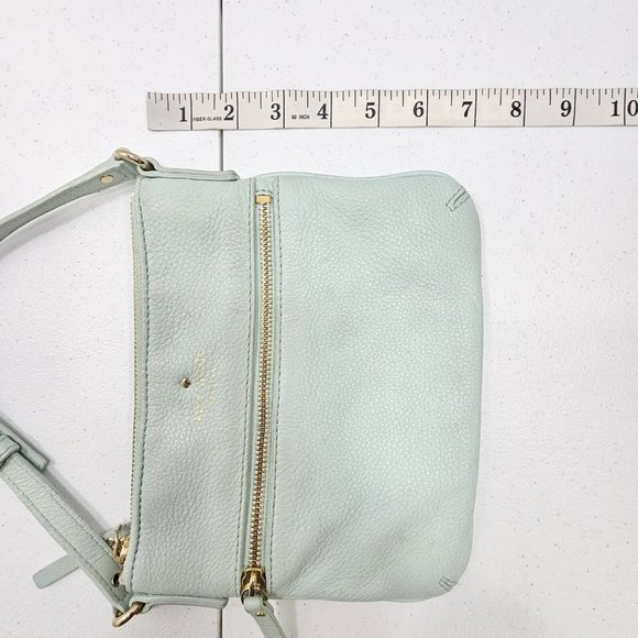 Kate Spade New York Light Blue Mint Green Pebbled Leather Crossbody Bag Purse - Picture 14 of 16
